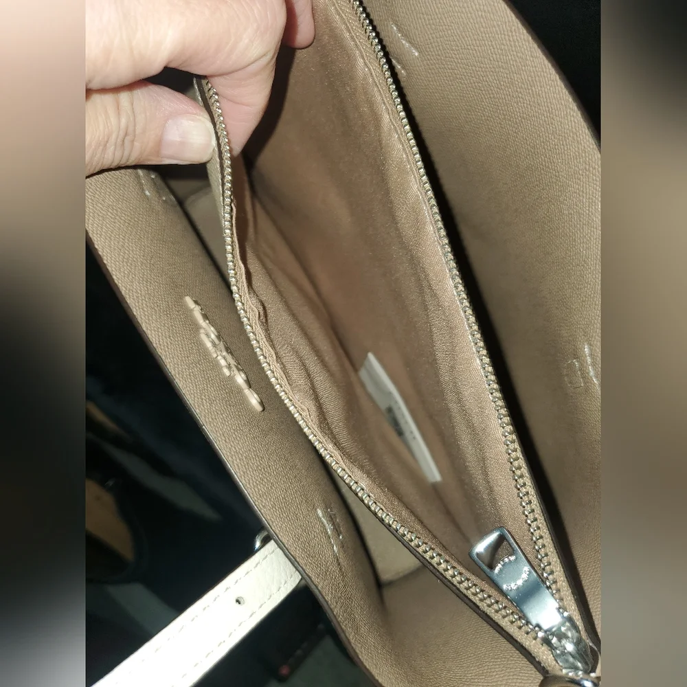 Coach Cream Pebbled Leather Mollie Tote with Top Handles And Shoulder Strap - Picture 6 of 7